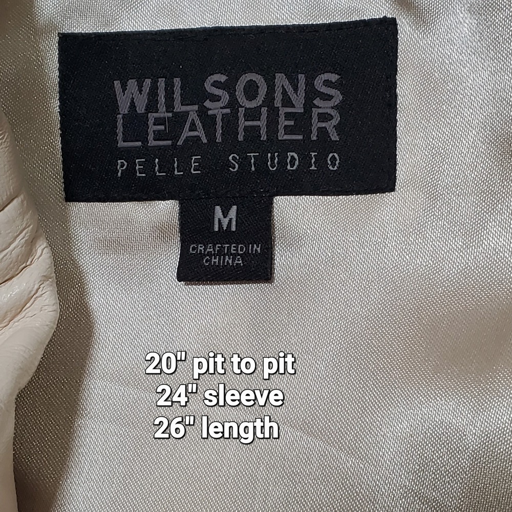 Wilsons Leather Retro Blazer Size M Pelle Studio 3 Button Collared - Picture 3 of 7